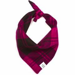 Fuchsia Plaid Wool Dog Bandana - Small