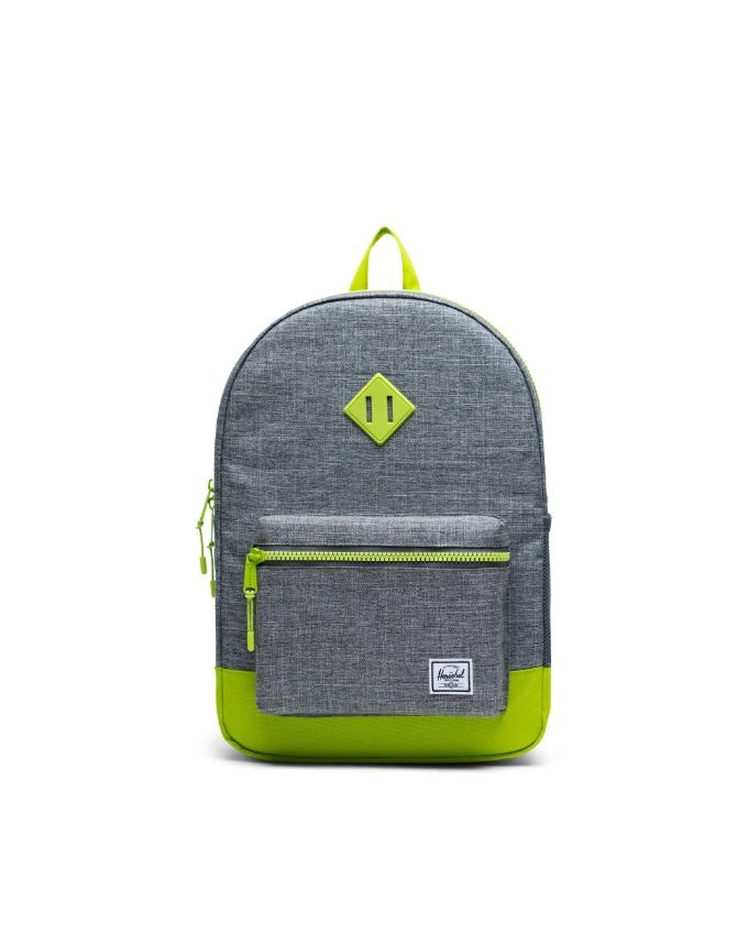 Heritage Backpack | XL Youth - Raven Crosshatch/Lime Green
