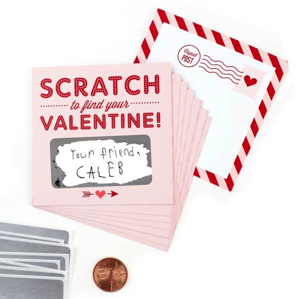 Scratch-off Valentines - Pink - Box of 8
