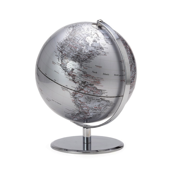Latitude World Globe - Silver