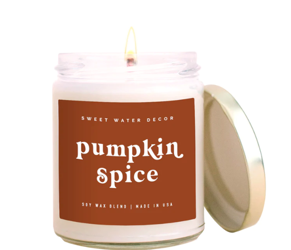 Pumpkin Spice Soy Candle - colourful clear jar 9oz