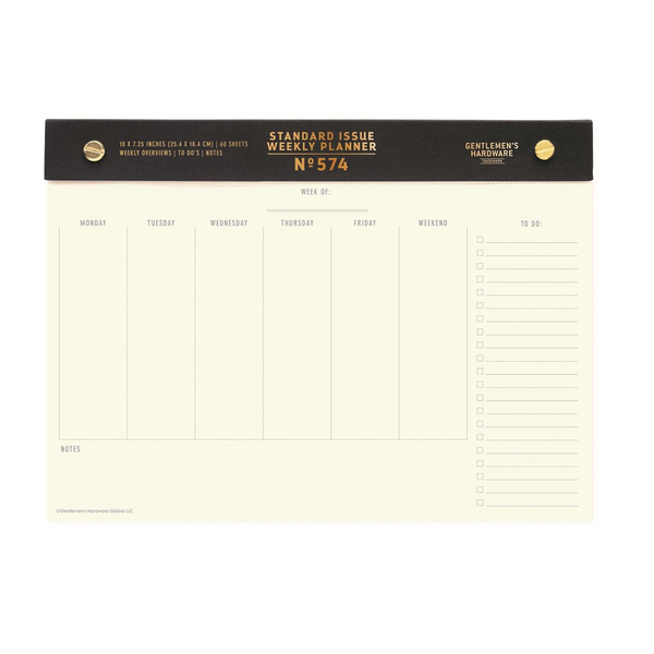 Post Bound Standard Issue Undated Weekly Planner - Black
