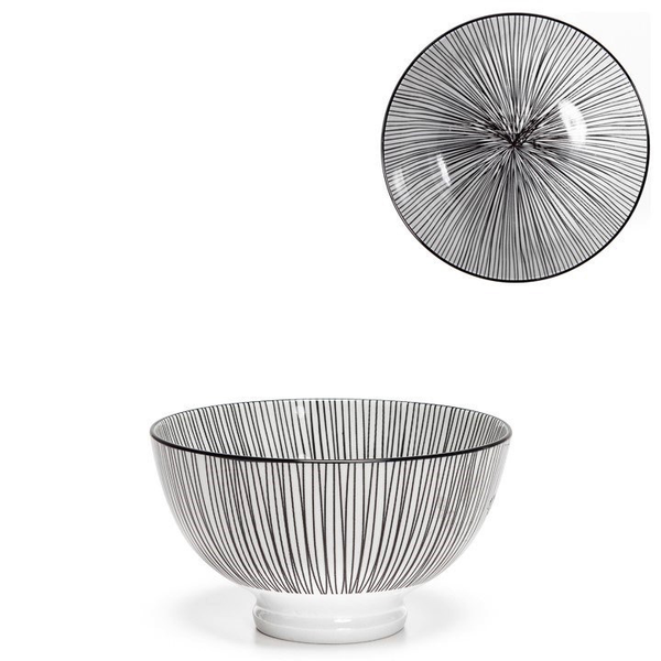 Kiri Porcelain 8 oz 4.5" Diameter Bowl - Black Line