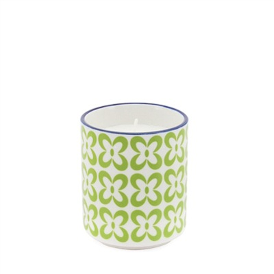 Soy Wax Filled Porcelain Votive Candle Cup - Pansy