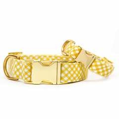 Daffodil Gingham Dog Collar - S / Gold