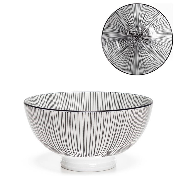 Kiri Porcelain 22 oz 6" Diameter Bowl - Black Line