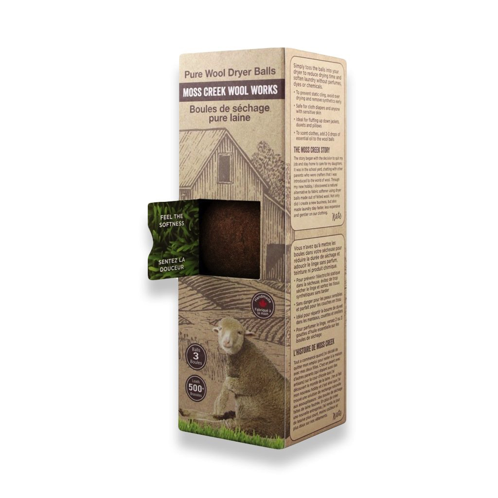 Barn Box of 3 Wool Dryer Balls - Brown | Box of 3