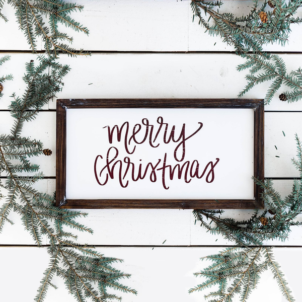 Merry Christmas Wood Sign 9x17