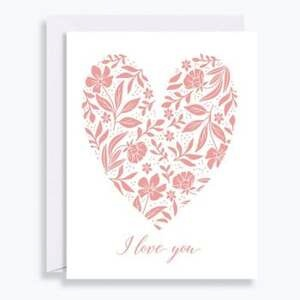 Floral Heart Coral - I love you
