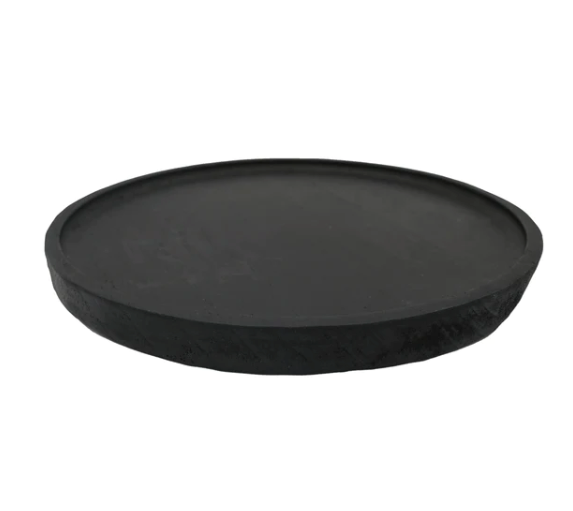 Large Black Wood Tray | Round