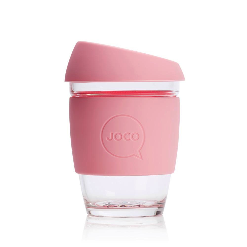 Reusable Glass Cup - Strawberry Pink