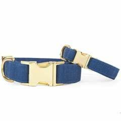 Denim Dog Collar - Medium / Gold