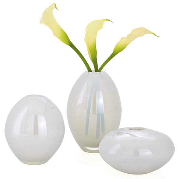 Mini Lustre White Vases, Set of Three