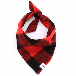 Red and Black Check Flannel Dog Bandana - Medium