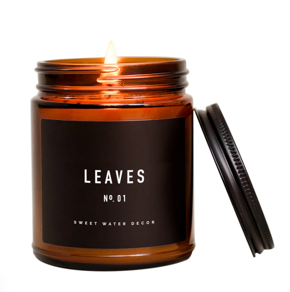 Leaves Soy Candle - Amber Jar - 9oz