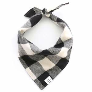 Black and White Check Flannel Bandana - Large