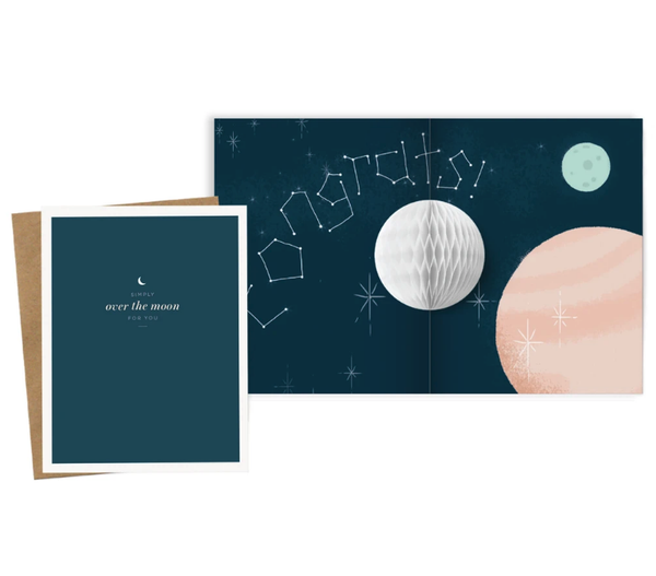 Over The Moon Pop-up Card