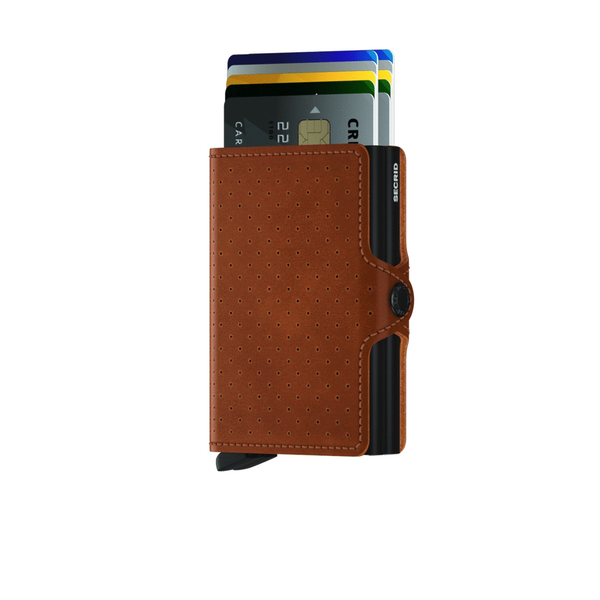 TWIN Wallet - perforated cognac