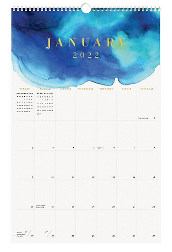 2022 Tall Watercolor Calendar