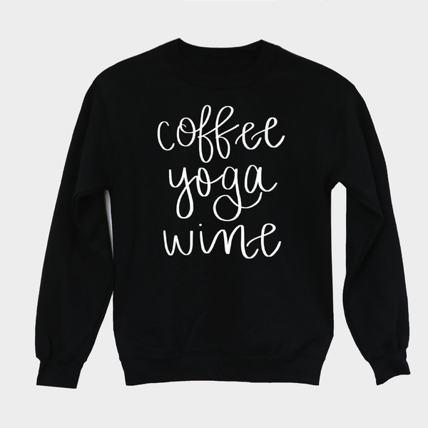 Coffee Yoga Wine Sweatshirt - Medium / Black