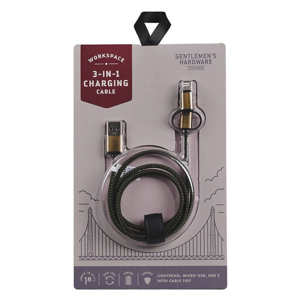 3-in-1 Charging Cable Cream + Black