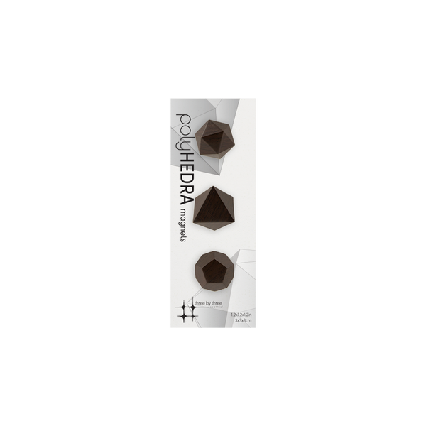 Polyhedra Magnets - DARK WOODGRAIN - set of 3