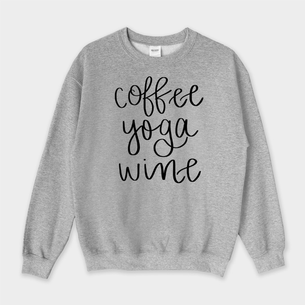 Coffee Yoga Wine Sweatshirt - Medium / H.Gray