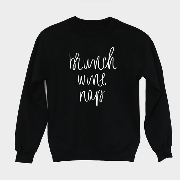Brunch Wine Nap Sweatshirt - Large / Black