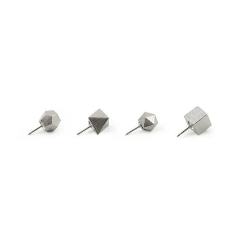 PolyHedra Push Pins - Silver (4-pack)