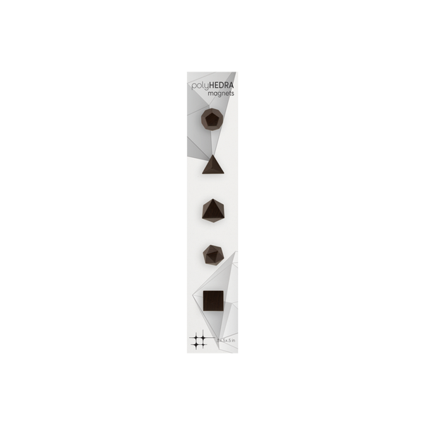 Polyhedra Magnets - DARK WOODGRAIN - set of 5