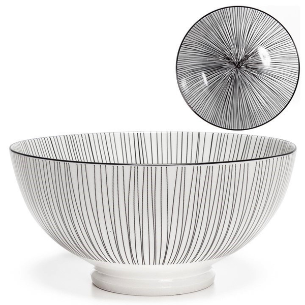 Kiri Porcelain 56 oz 8" Diameter Bowl - Black Line
