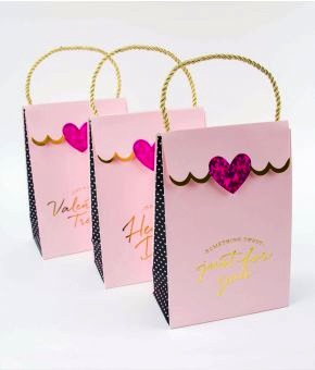 Brushy Valentine Holographic Foil Heart Clutch Gift Bags - set of 3