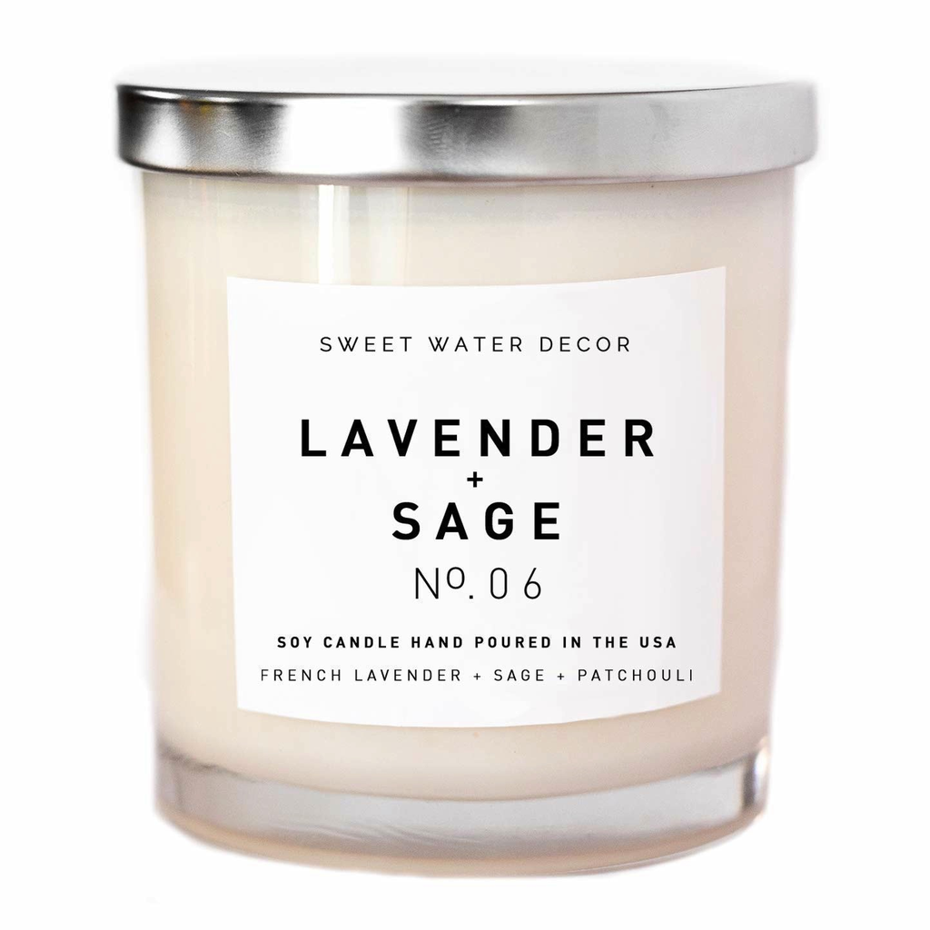 Lavender + Sage SOY CANDLE | WHITE JAR