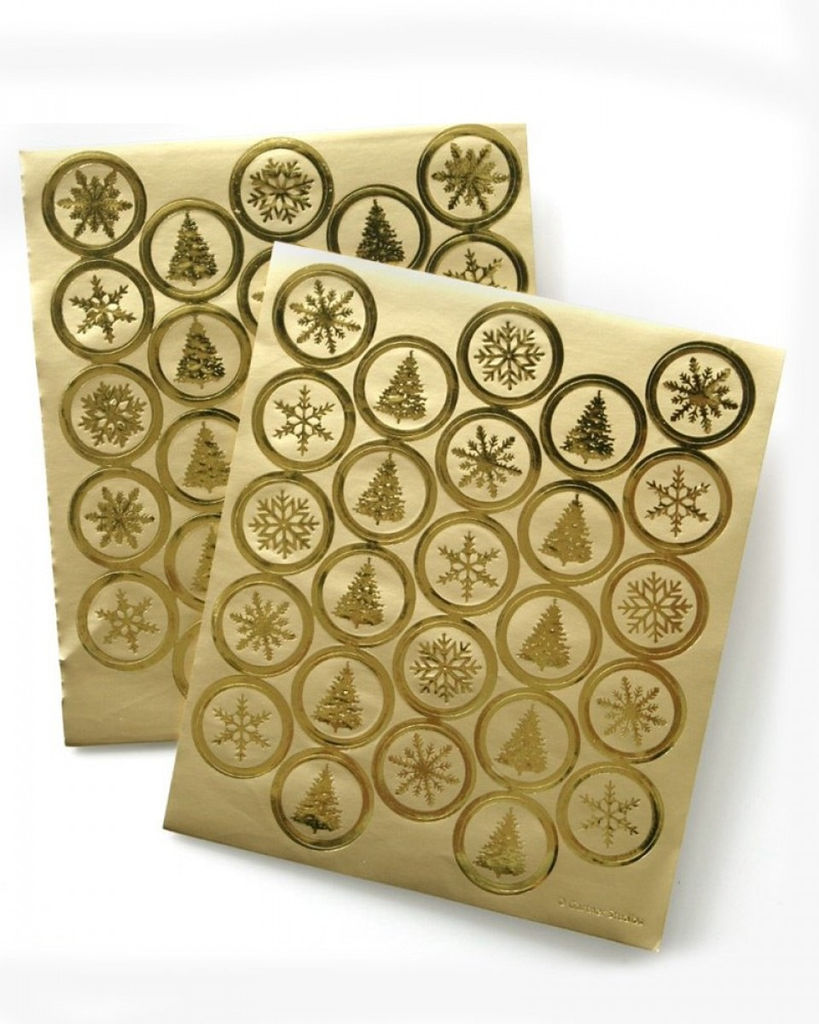 Gold Foil Holiday Envelope Seals - 50 Count