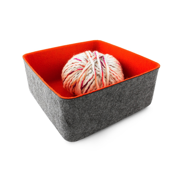 Felt-Like-It Storage Bin - 9x9"- Grey/Orange