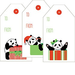 Panda Claus Sticker Tag Set of 19