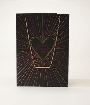 Black & Pink Happy Vday card with necklace
