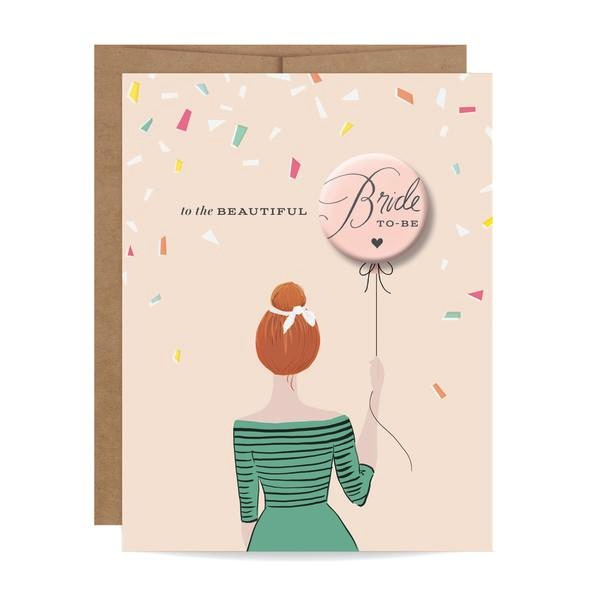 Birthday Girl Button Card - Redhead
