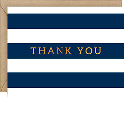 Navy Stripe Foil Thank You Boxed Cards