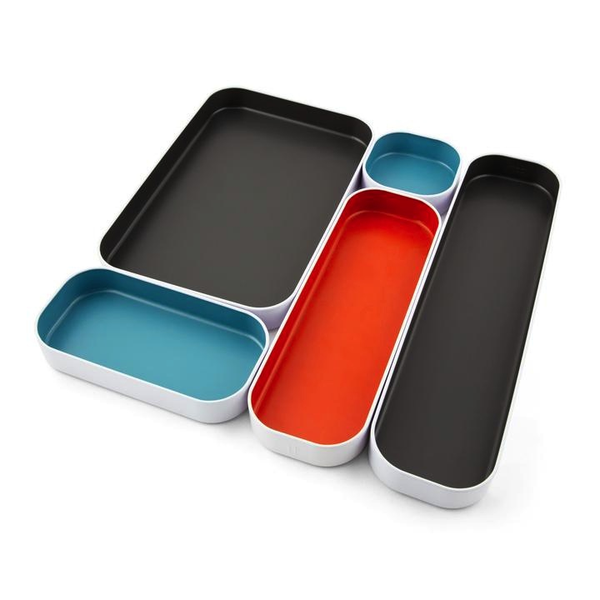 Drawer Organizer Set of 5 - Blue/Grey/Orange