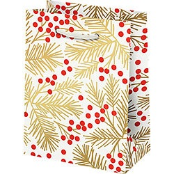 Red Berries & Gold Branch Foil Small Bag