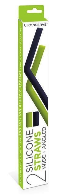 Silicone Straws | Set of 2 | Lime & Navy