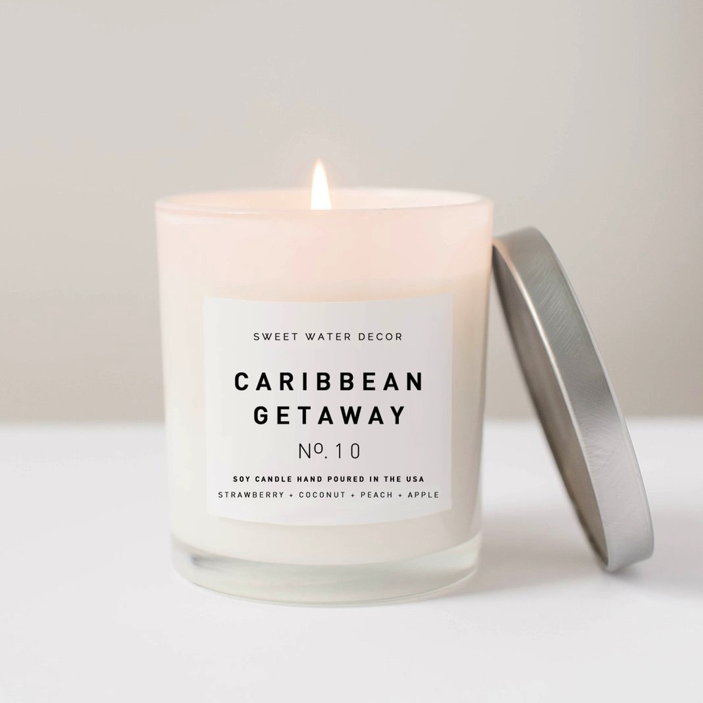 White Jar Soy Candle - Caribbean Getaway