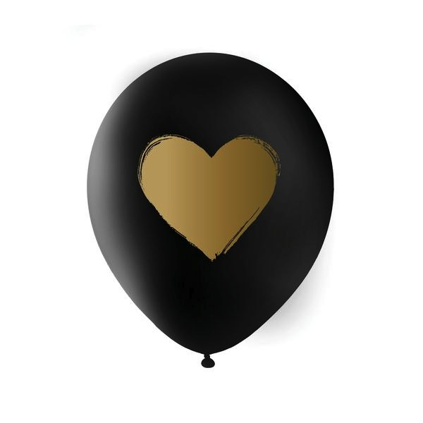 Black Gold Heart Balloons