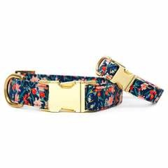 Inky Blooms Dog Collar - S / Rose Gol