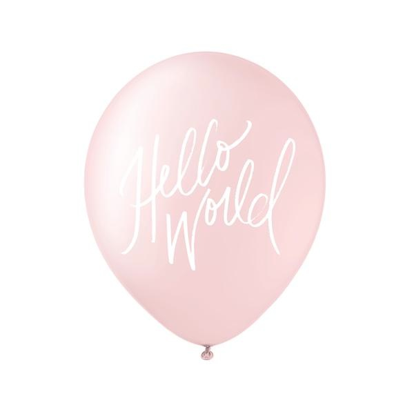 Hello World Balloons - White on Pink - Set of 3