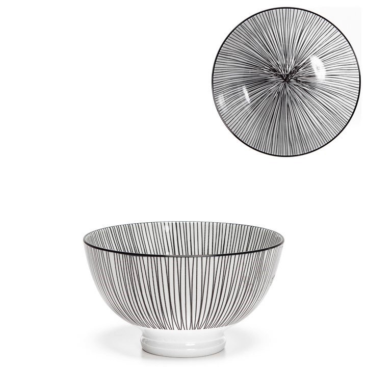 Kiri Porcelain 8 oz 4.5" Diameter Bowl - Black Line