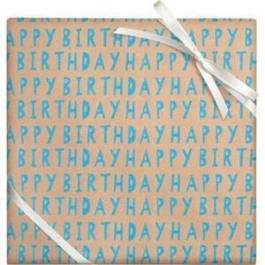 Happy Birthday Blue Glitter Roll Wrap