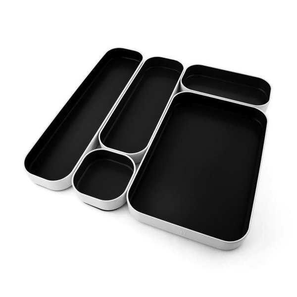 DRAWER ORGANIZER SET Black set of 5 - 1 inch