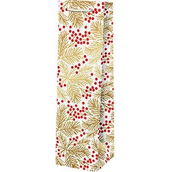 Red Berries & Gold Branch Foil Wine Bag